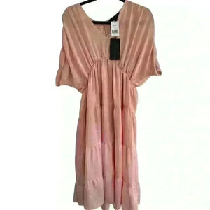 Gibsonlook Shirred Satin Midi Dress-XXS Peach NWT